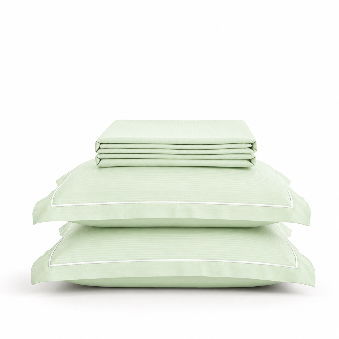 Luxury Super King Sateen Bedsheet Set – Fine Linear Stripes with 2 Pillow Covers