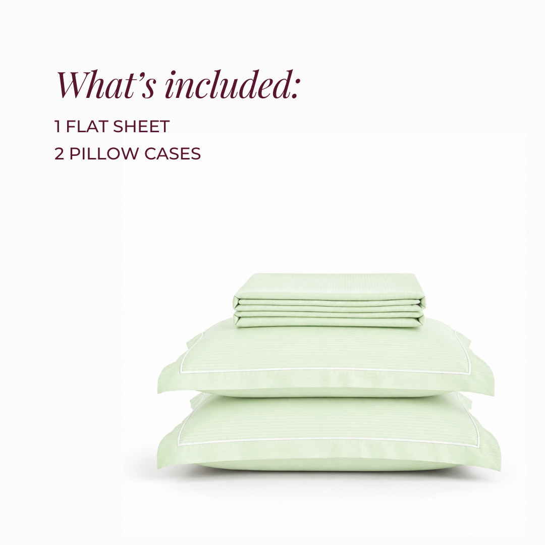 Luxury Super King Sateen Bedsheet Set – Fine Linear Stripes with 2 Pillow Covers