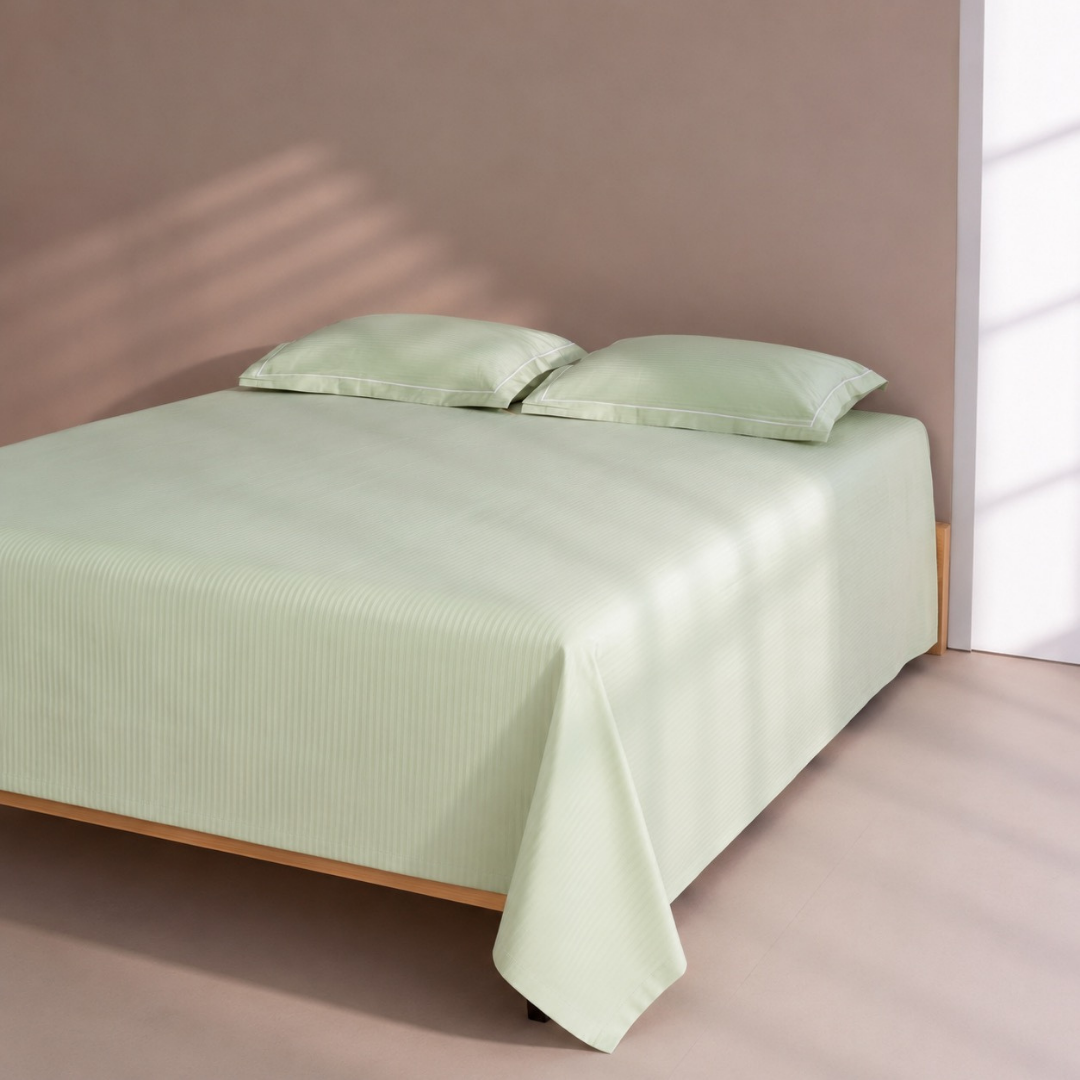 Luxury Super King Sateen Bedsheet Set – Fine Linear Stripes with 2 Pillow Covers