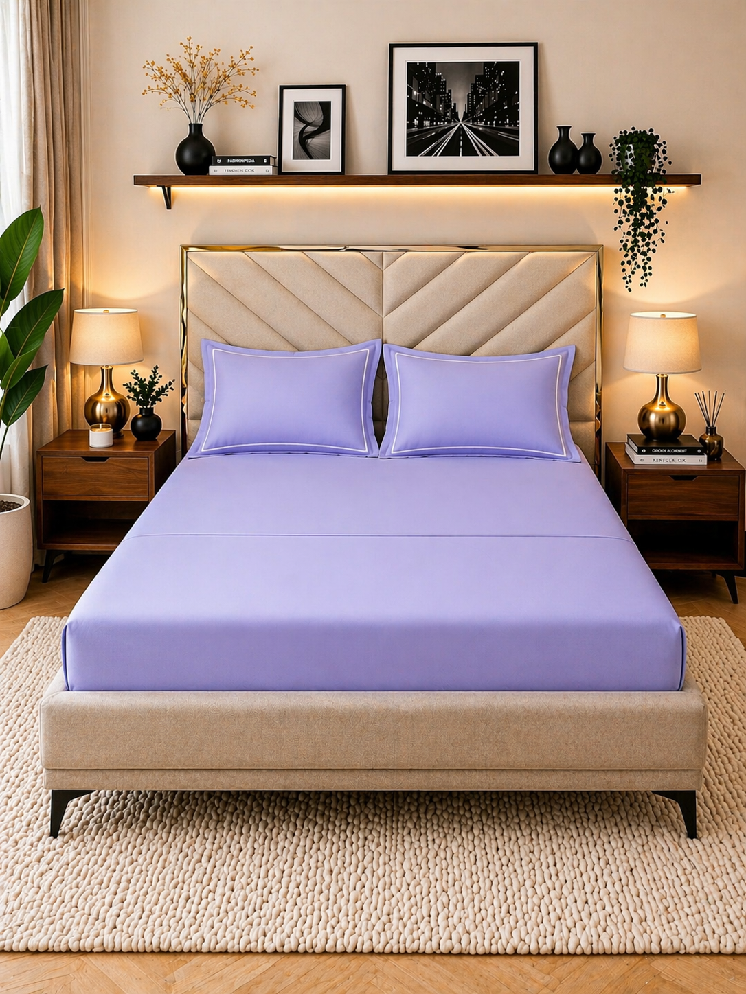 Breathable Sateen Super King Fitted Bedsheet Set | Includes 2 Pillow Covers