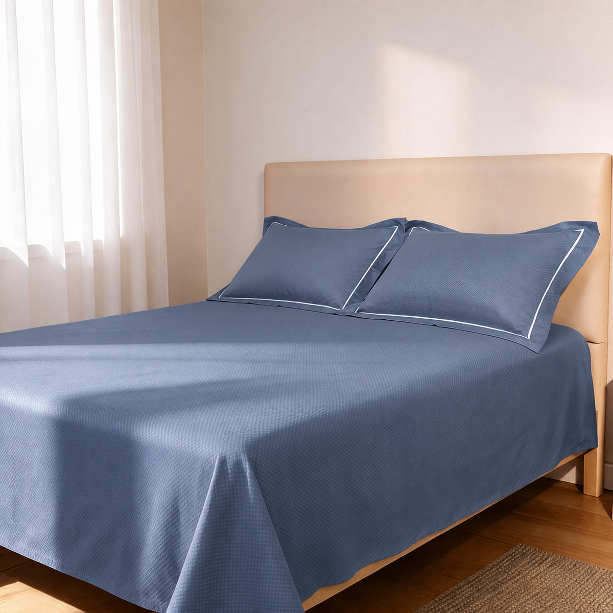 Micro  Checkered Super King Sateen Bedsheet Set with 2 Pillow Covers – Soft & Breathable