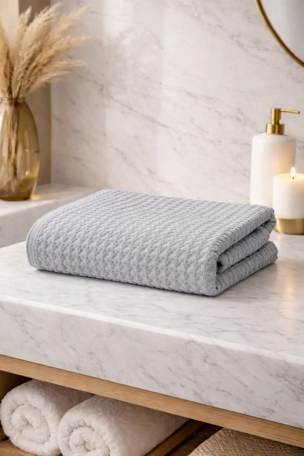 Waffle Grande Bath Towel – Lightweight, Fast-Drying, Everyday Luxury, 220 GSM