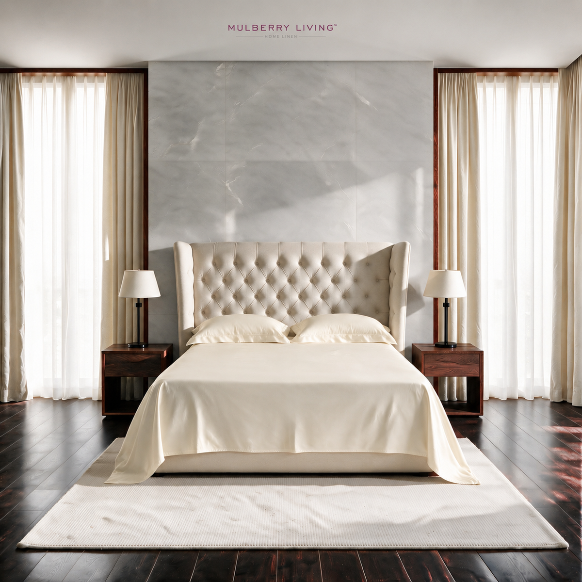 Eco-Friendly Tencel Sateen Super King Bedsheet Set with 2 Pillow Covers – Cooling, Ultra-Soft & Silky Smooth