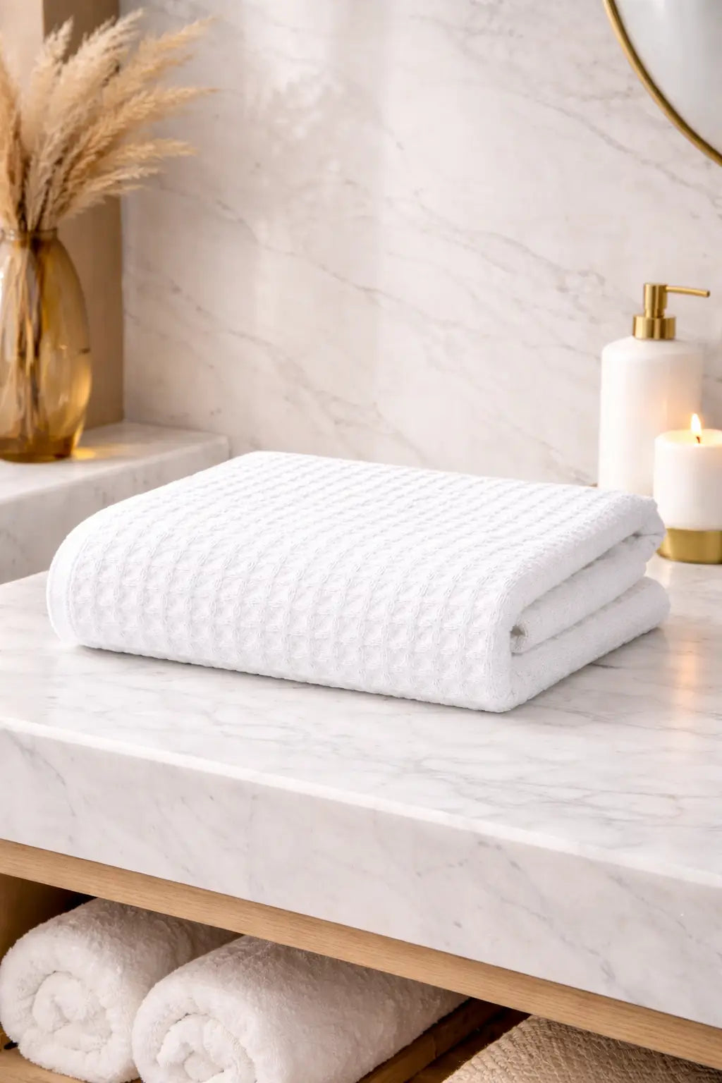 Waffle Grande Bath Towel – Lightweight, Fast-Drying, Everyday Luxury, 220 GSM