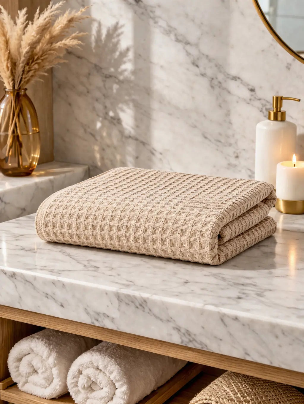 Waffle Grande Bath Towel – Lightweight, Fast-Drying, Everyday Luxury, 220 GSM
