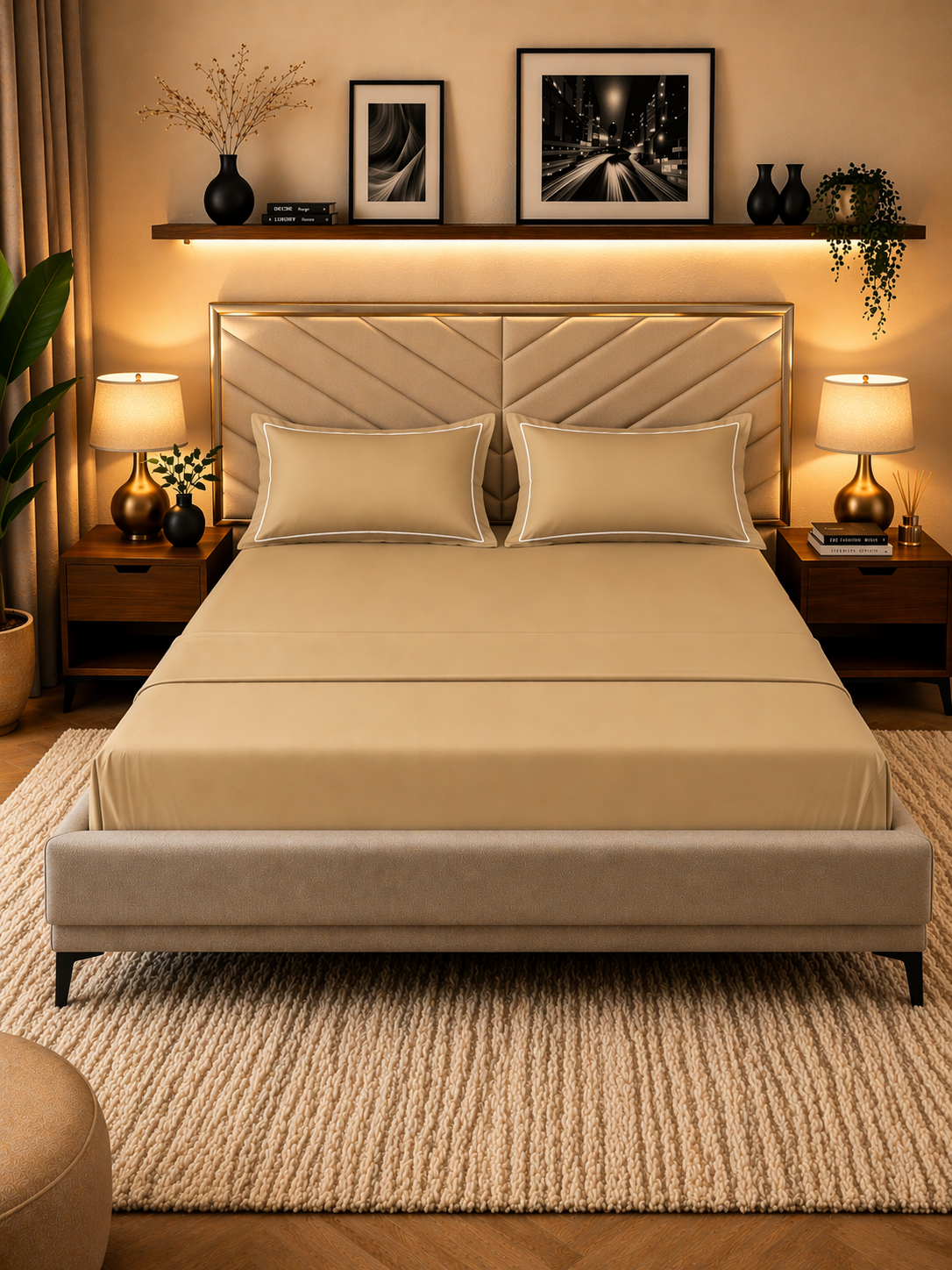Minimal Solid Super Sateen Bedsheet Set with 2 Pillow Covers – Soft & Breathable