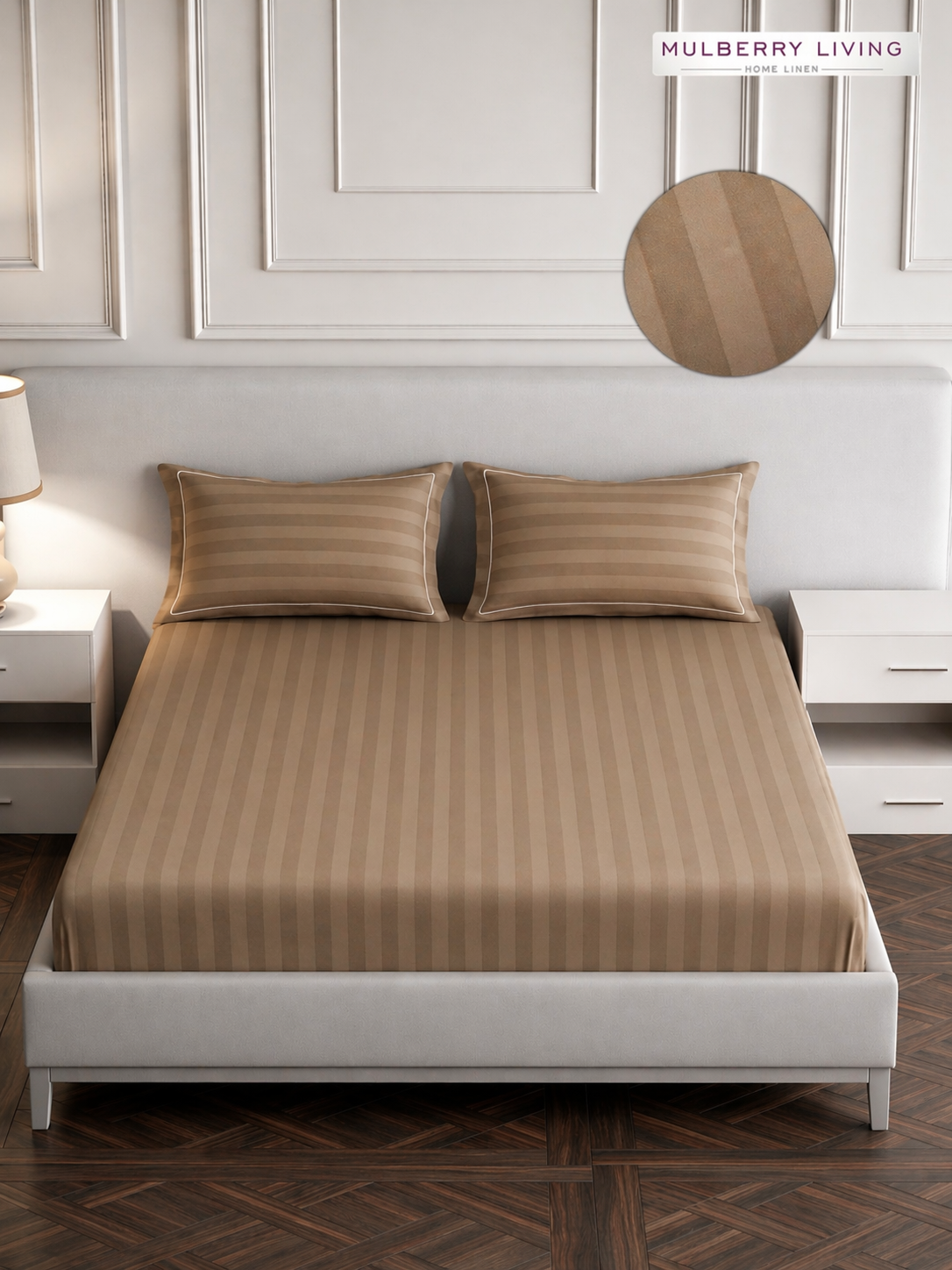 Luxury Hotel-Style Sateen Bedsheet Set – Classic 2 Inch Stripes with 2 Pillow Covers
