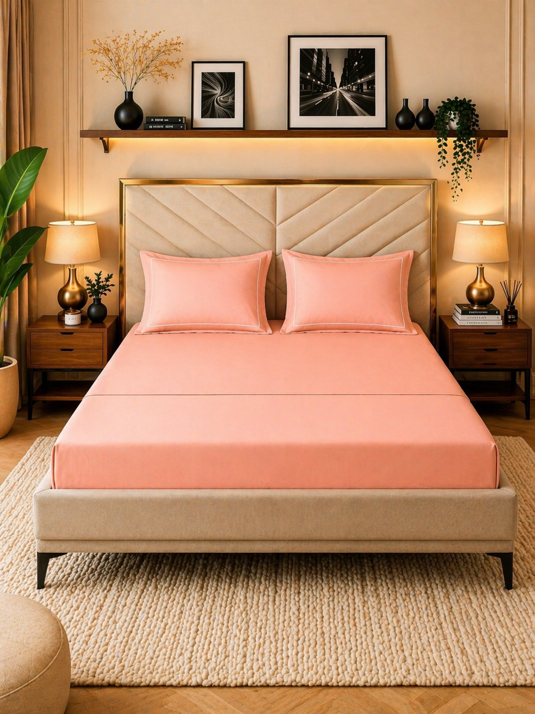 Minimal Solid Super Sateen Bedsheet Set with 2 Pillow Covers – Soft & Breathable