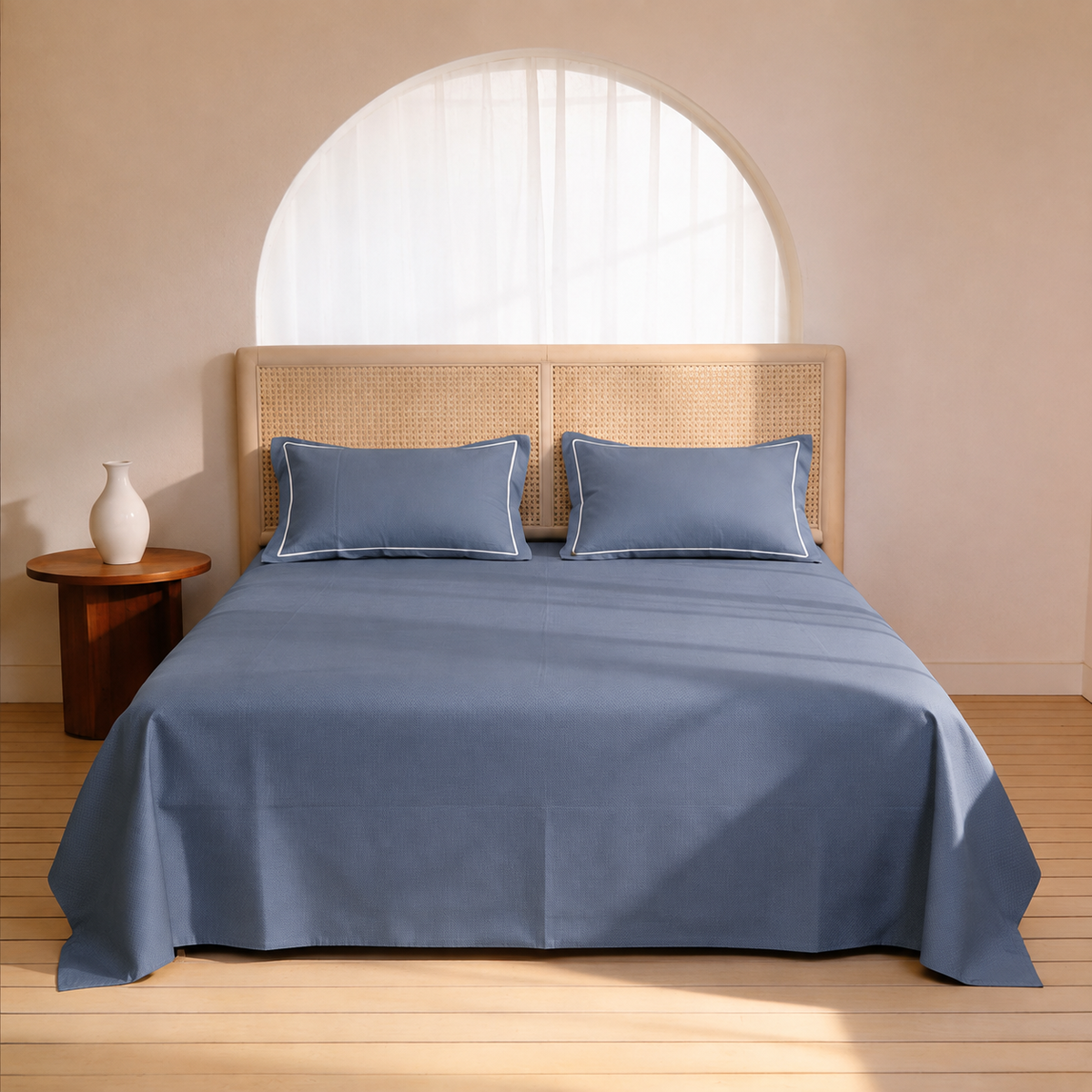 Micro  Checkered Super King Sateen Bedsheet Set with 2 Pillow Covers – Soft & Breathable