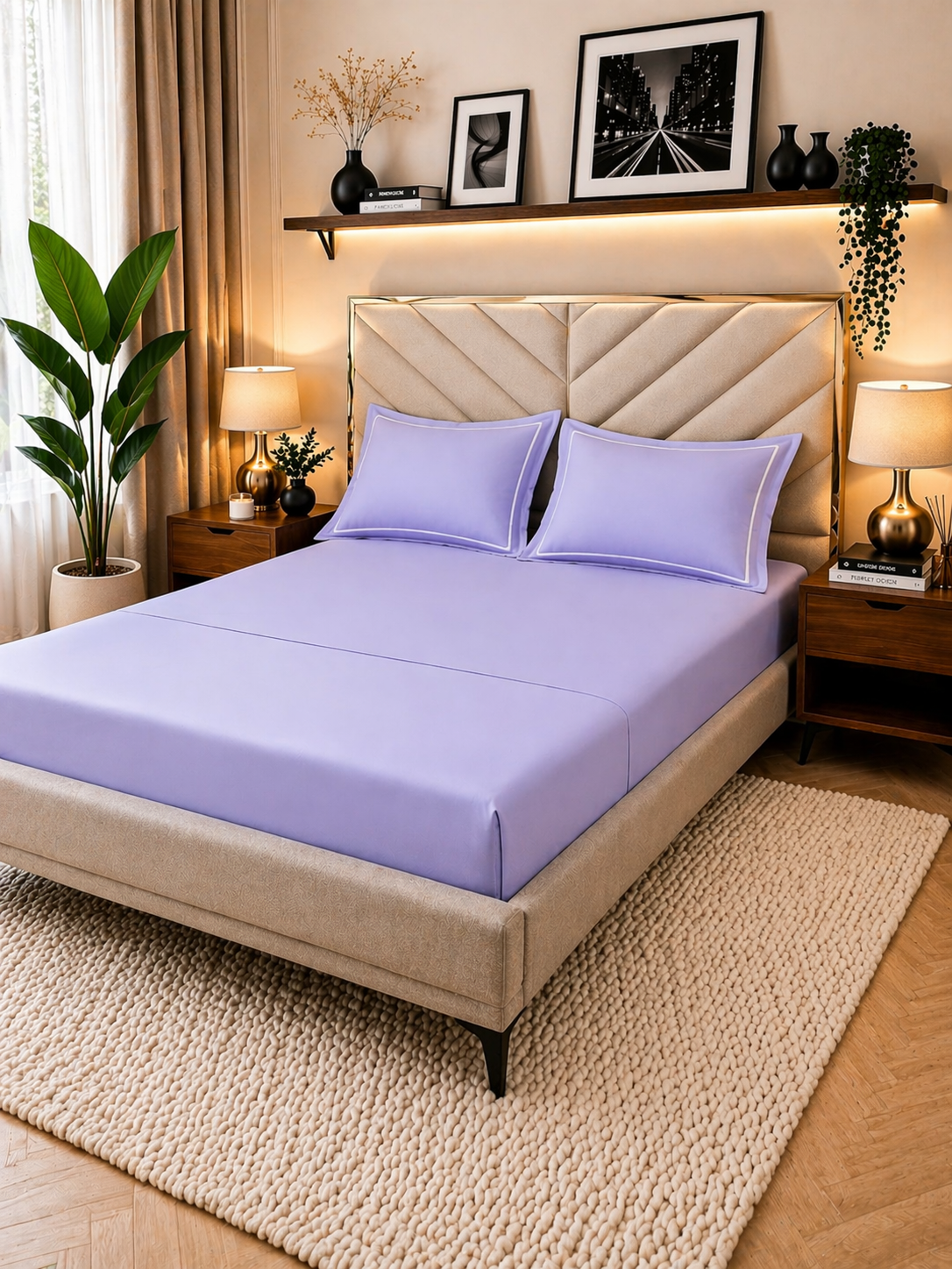 Minimal Solid Super Sateen Bedsheet Set with 2 Pillow Covers – Soft & Breathable