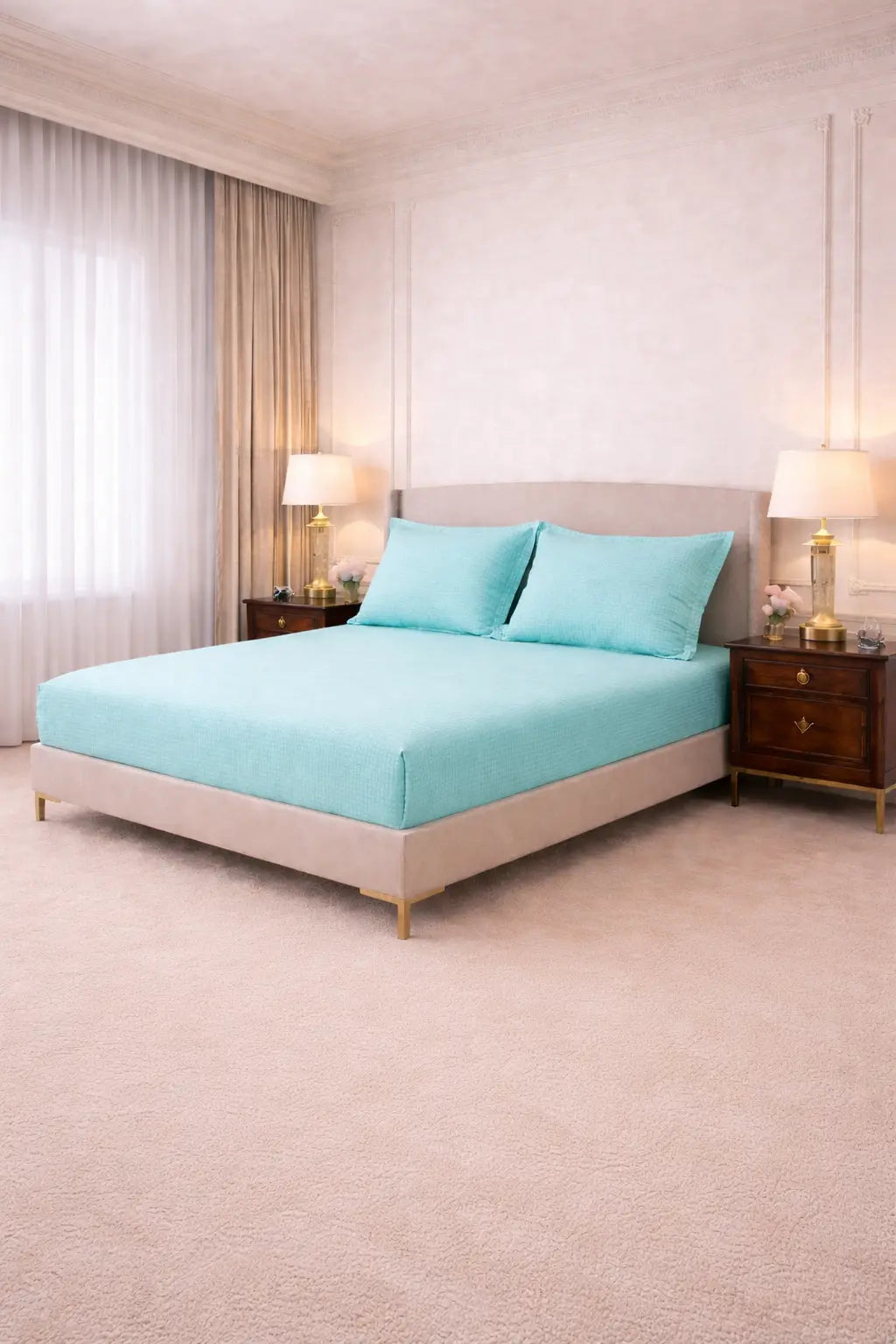 Micro  Checkered Super King Sateen Bedsheet Set with 2 Pillow Covers – Soft & Breathable