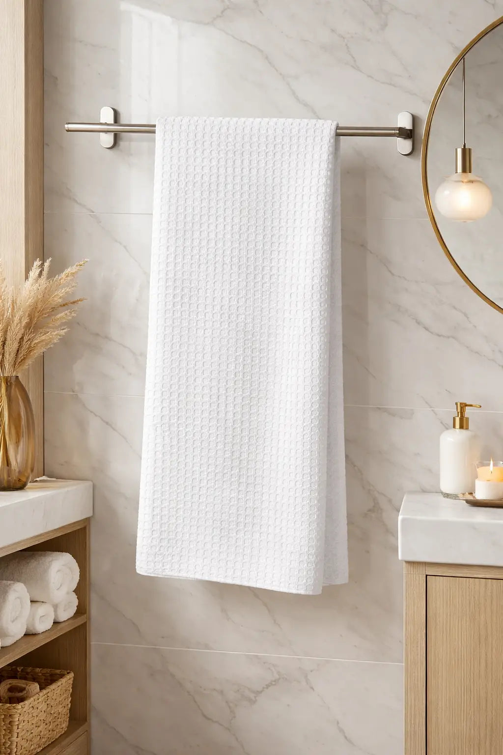Waffle Grande Bath Towel – Lightweight, Fast-Drying, Everyday Luxury, 220 GSM