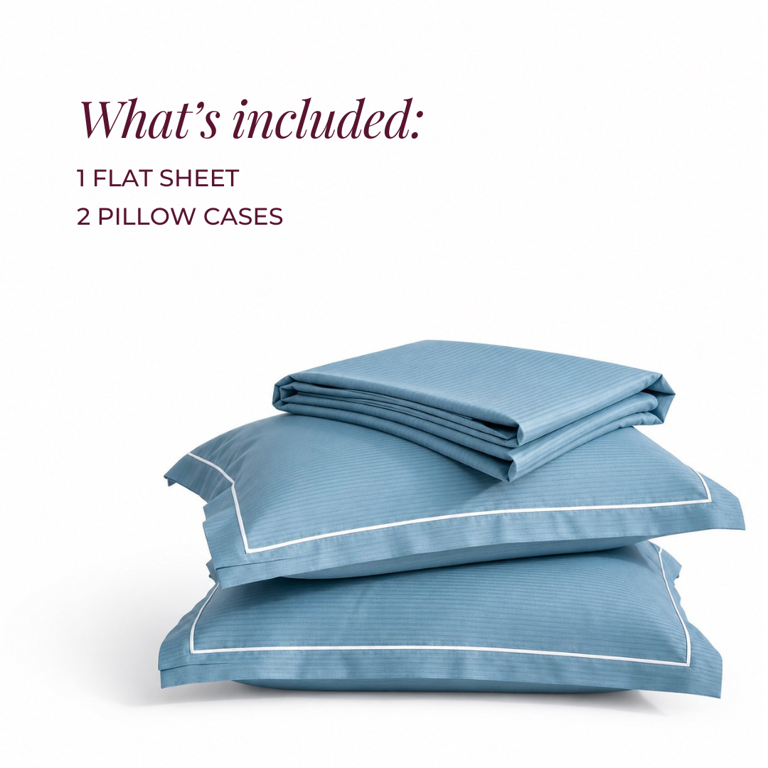 Luxury Super King Sateen Bedsheet Set – Fine Linear Stripes with 2 Pillow Covers