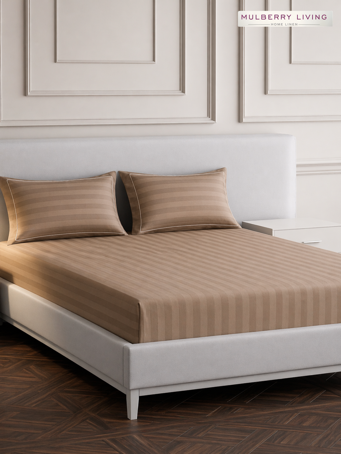 Luxury Hotel-Style Sateen Bedsheet Set – Classic 2 Inch Stripes with 2 Pillow Covers