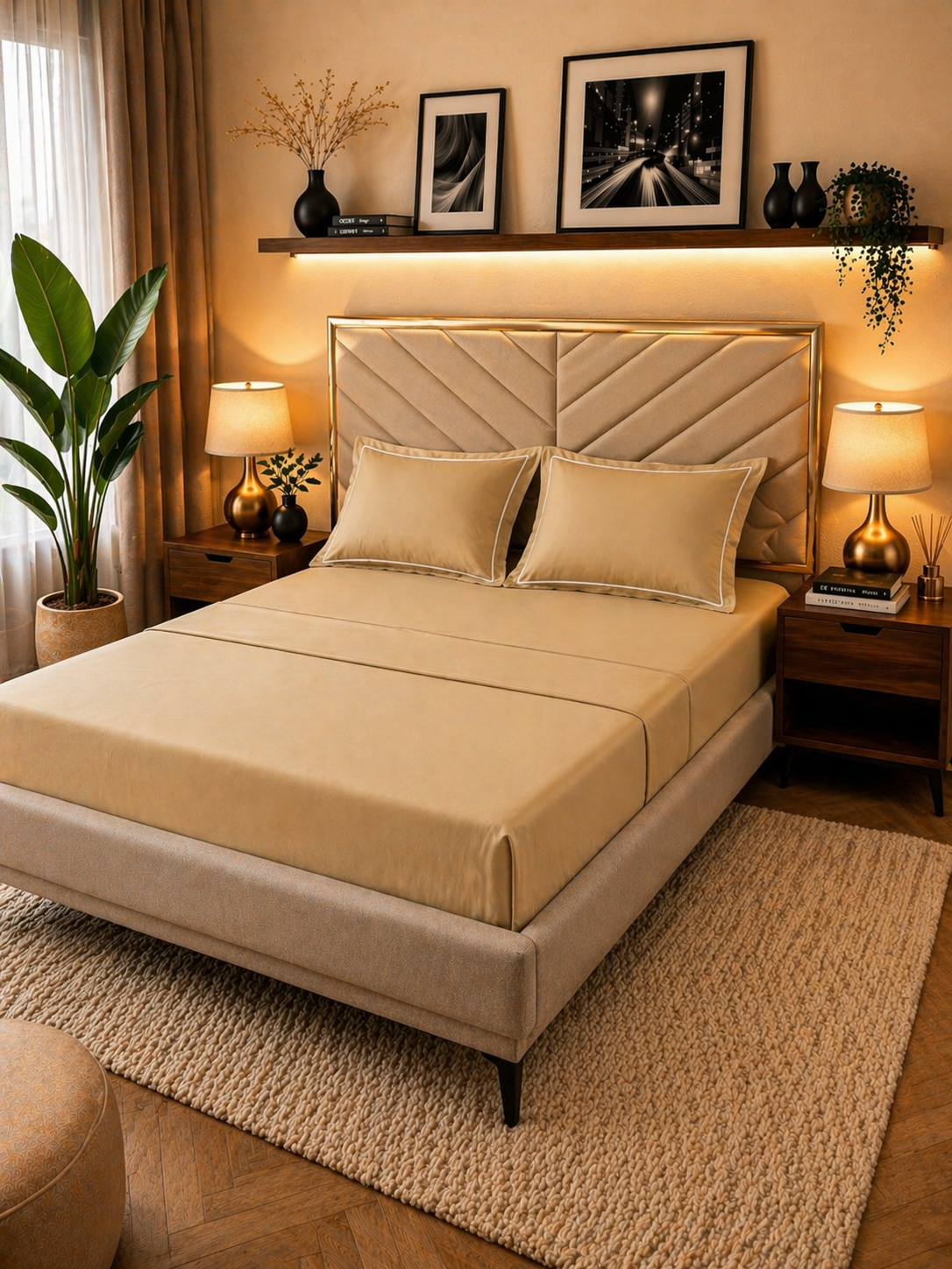 Breathable Sateen Super King Fitted Bedsheet Set | Includes 2 Pillow Covers