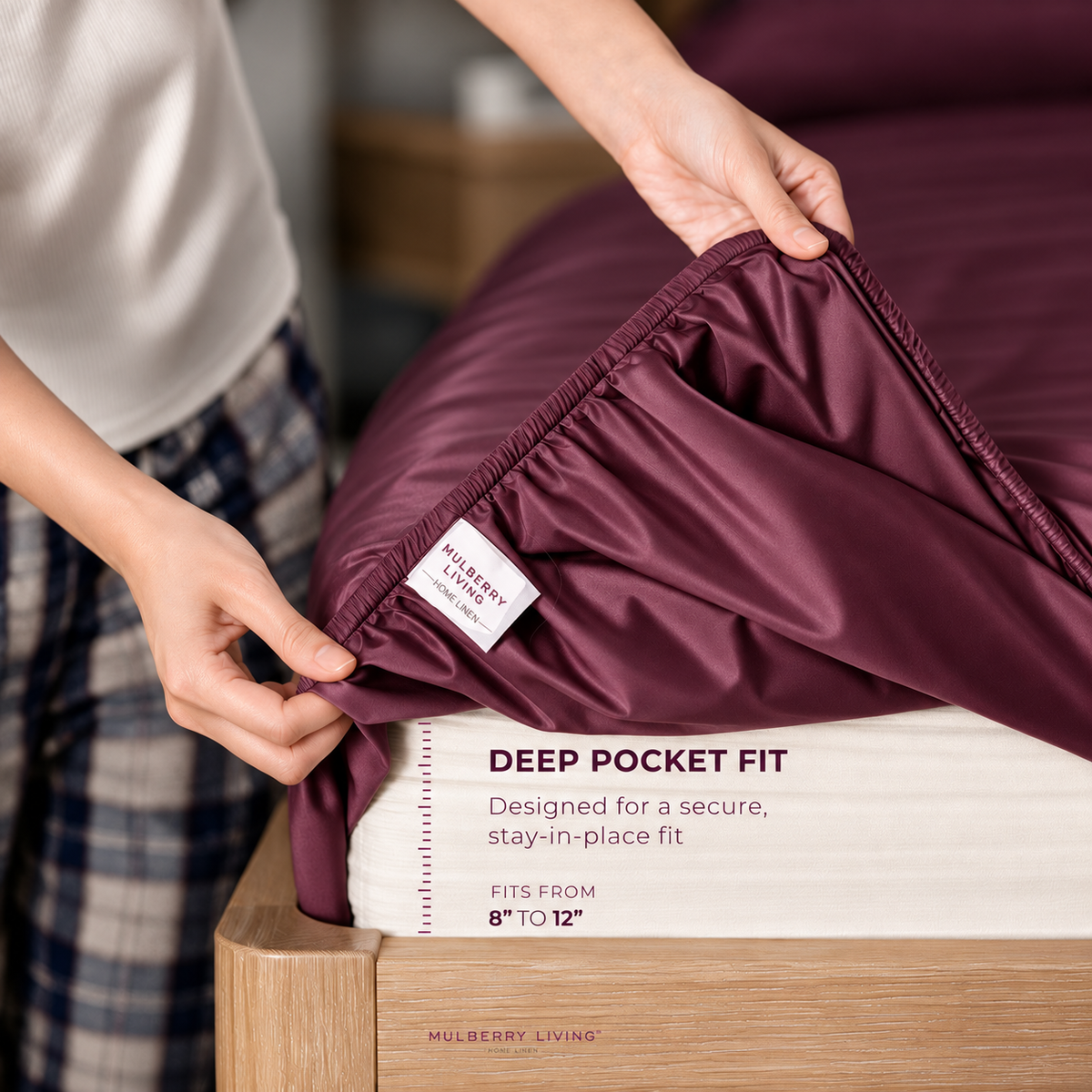 Breathable Sateen Super King Fitted Bedsheet Set | Includes 2 Pillow Covers