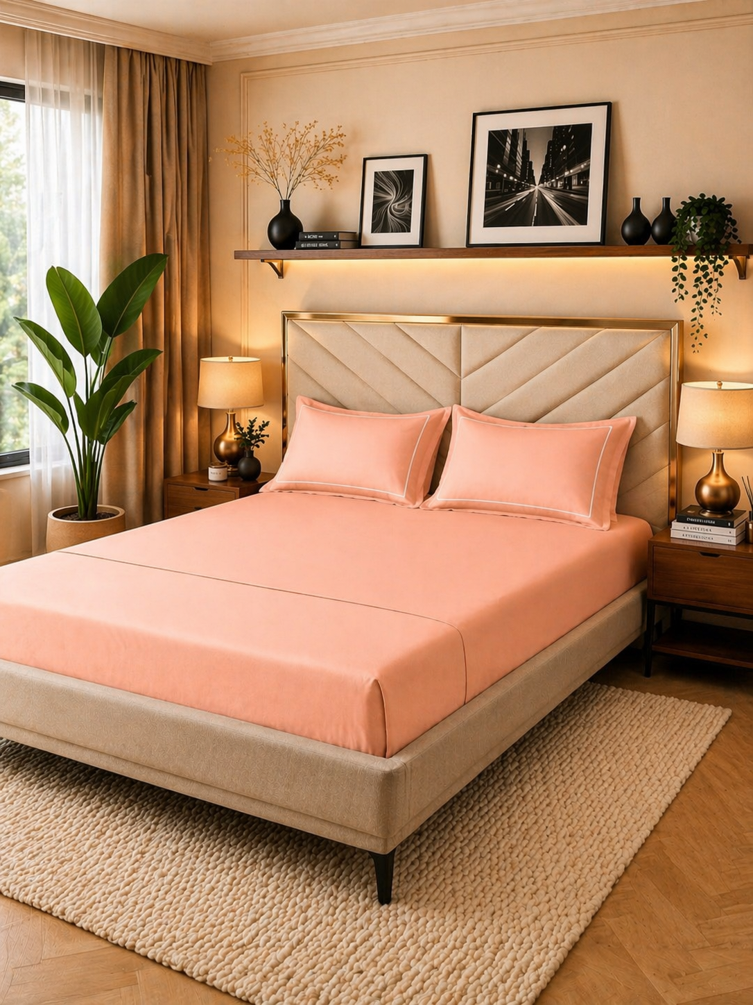 Minimal Solid Super Sateen Bedsheet Set with 2 Pillow Covers – Soft & Breathable