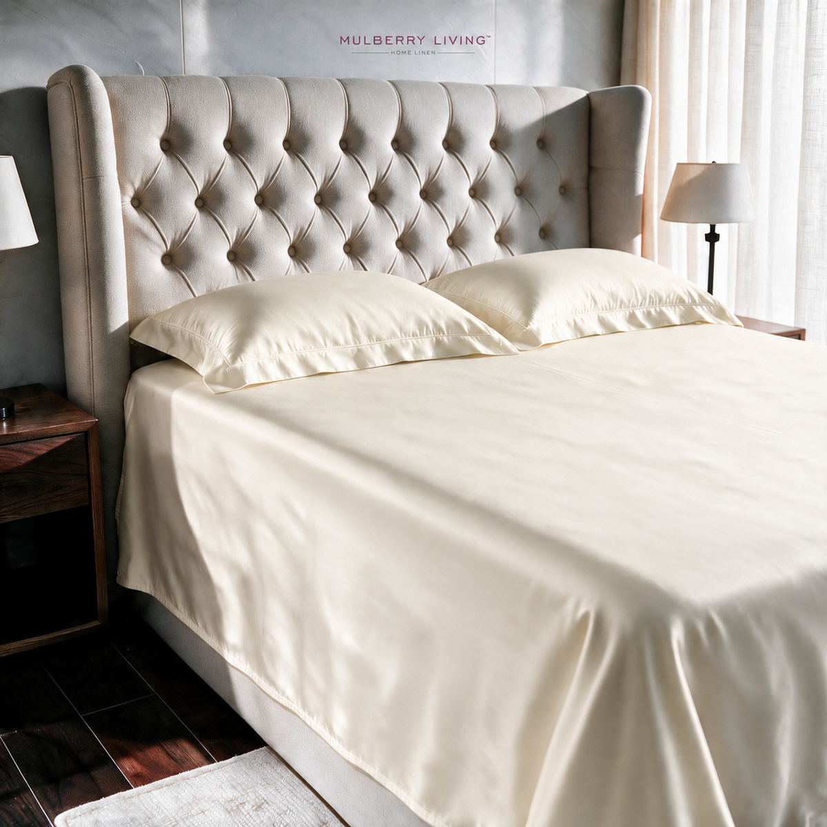 Eco-Friendly Tencel Sateen Super King Bedsheet Set with 2 Pillow Covers – Cooling, Ultra-Soft & Silky Smooth