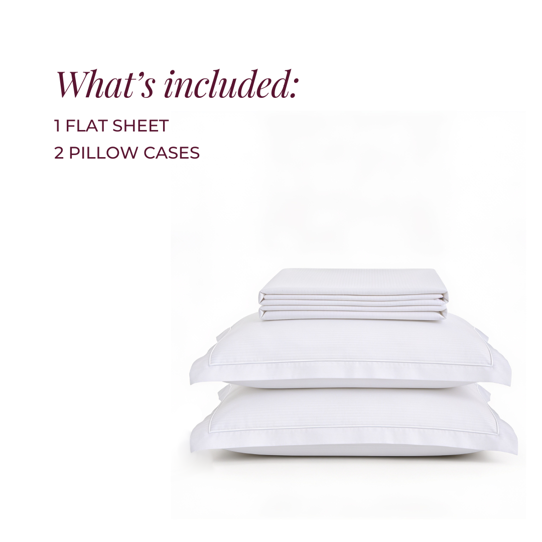 Luxury Super King Sateen Bedsheet Set – Fine Linear Stripes with 2 Pillow Covers