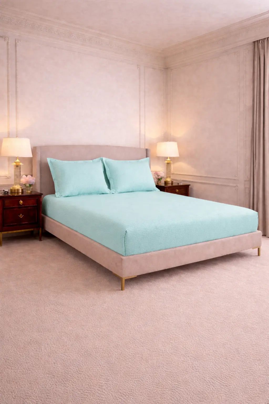 Micro  Checkered Super King Sateen Bedsheet Set with 2 Pillow Covers – Soft & Breathable