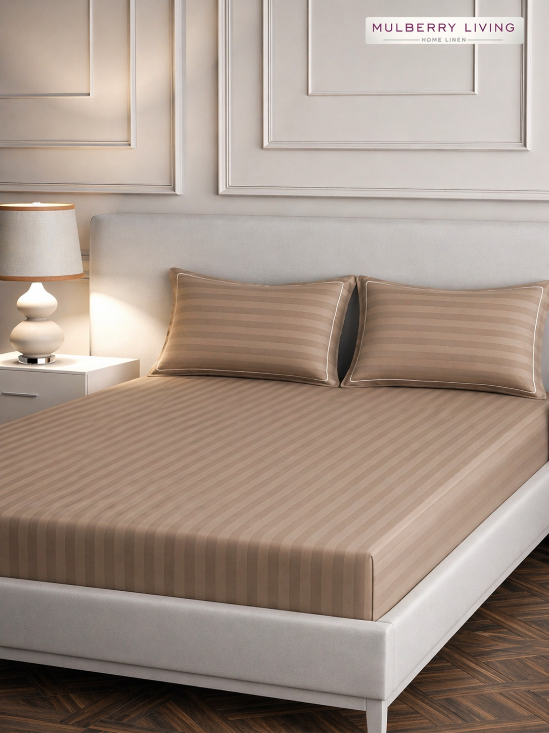 Luxury Hotel-Style Sateen Bedsheet Set – Classic 2 Inch Stripes with 2 Pillow Covers