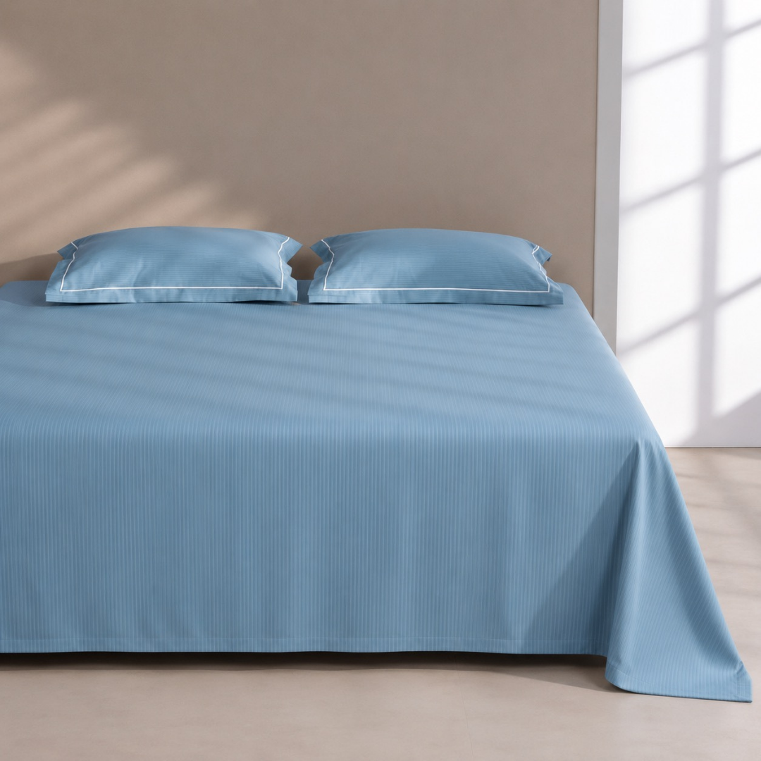 Luxury Super King Sateen Bedsheet Set – Fine Linear Stripes with 2 Pillow Covers