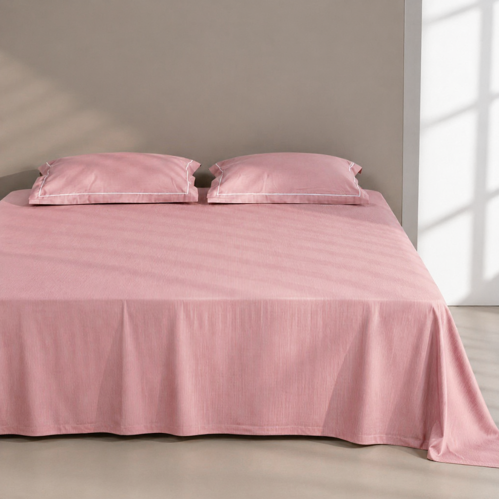 Luxury Super King Sateen Bedsheet Set – Fine Linear Stripes with 2 Pillow Covers