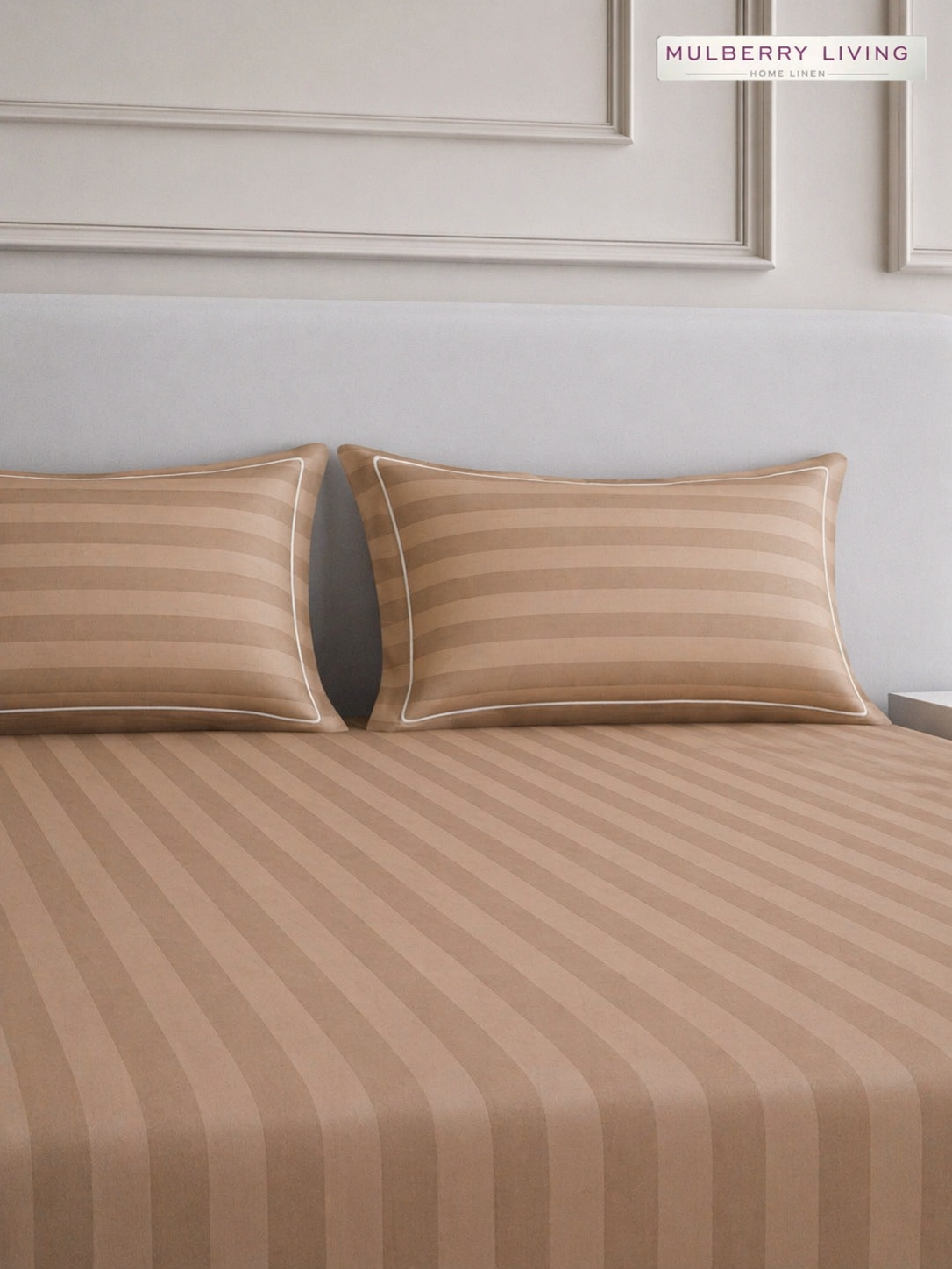 Luxury Hotel-Style Sateen Bedsheet Set – Classic 2 Inch Stripes with 2 Pillow Covers