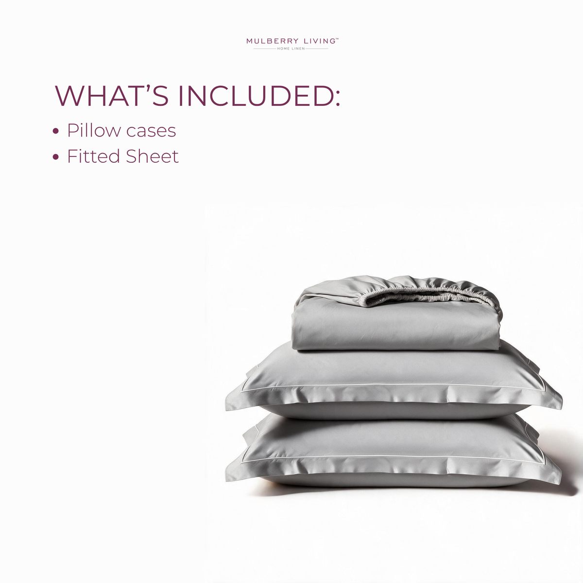 Breathable Sateen Super King Fitted Bedsheet Set | Includes 2 Pillow Covers