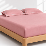 Luxury Super King Sateen Elastic Fitted Bedsheet Set – Fine Linear Stripes with 2 Pillow Covers