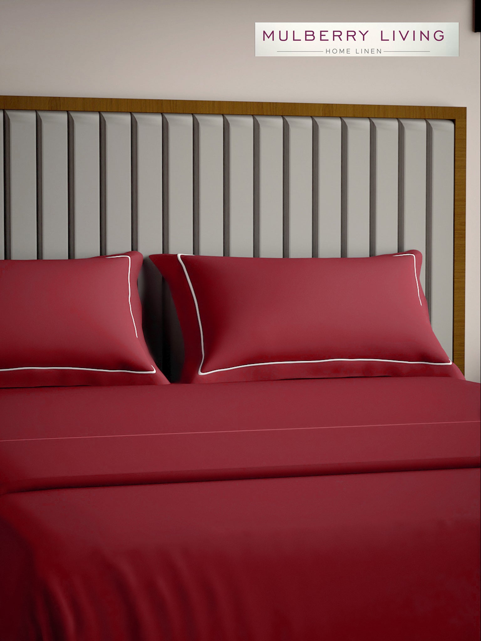 Serenity Solids 100% Cotton Satin Weave Super King Elastic Fitted Bedsheet Set with 2 Pillow Covers - 250TC, 78 x 72 x 12 Inches