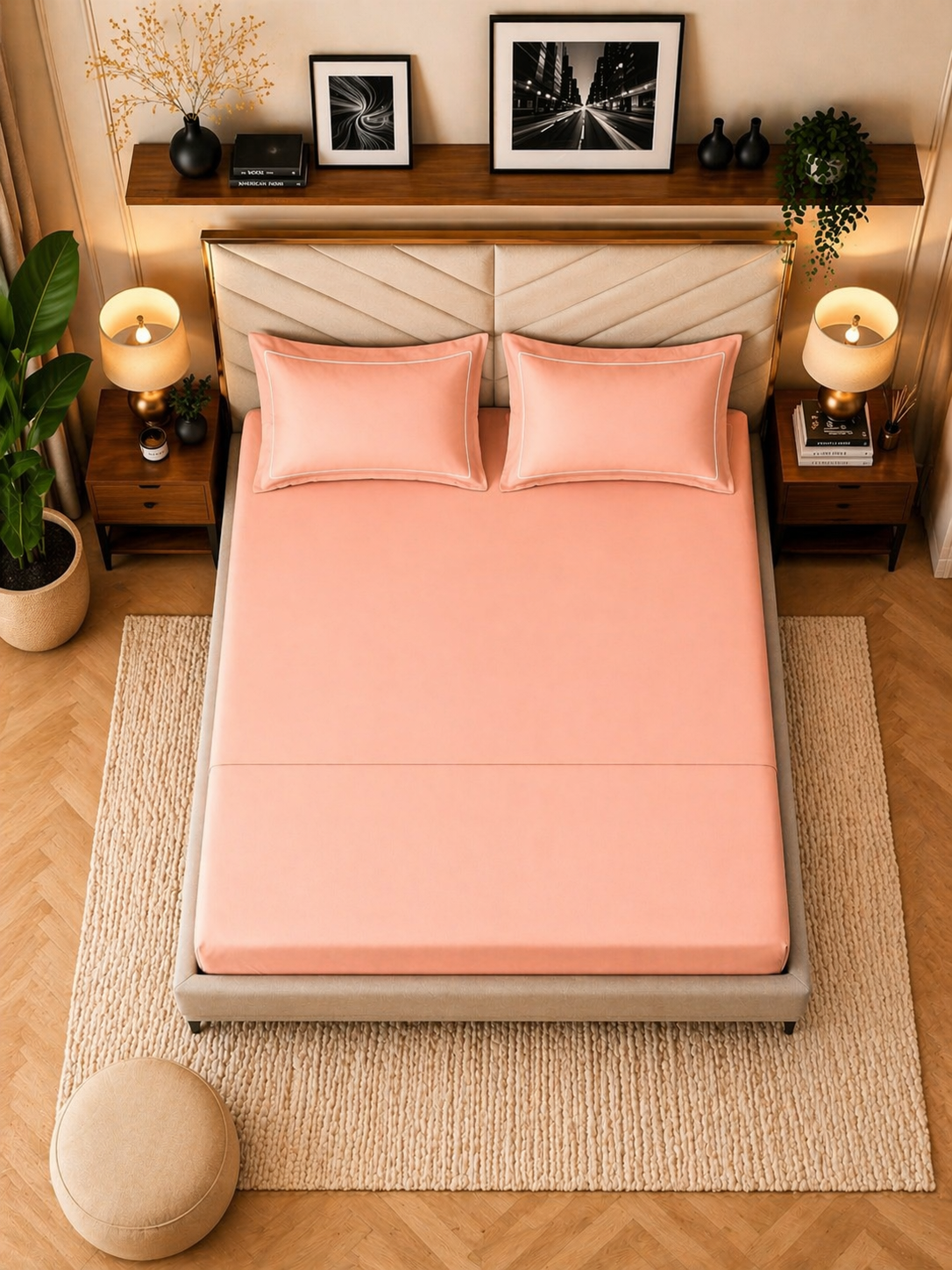 Minimal Solid Super Sateen Bedsheet Set with 2 Pillow Covers – Soft & Breathable