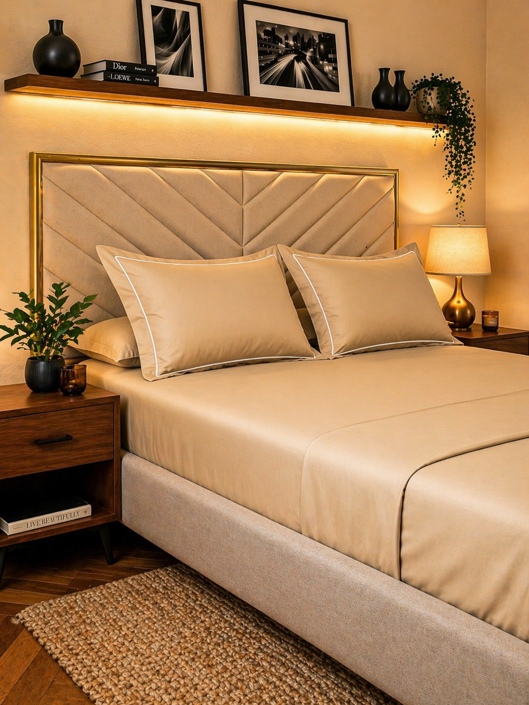 Minimal Solid Super Sateen Bedsheet Set with 2 Pillow Covers – Soft & Breathable