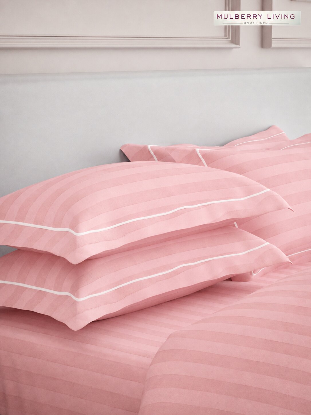 luxury Hotel-Style 100% Cotton 300 TC Elysian Stripes Fitted Bedsheet Set with 2 Pillow Covers