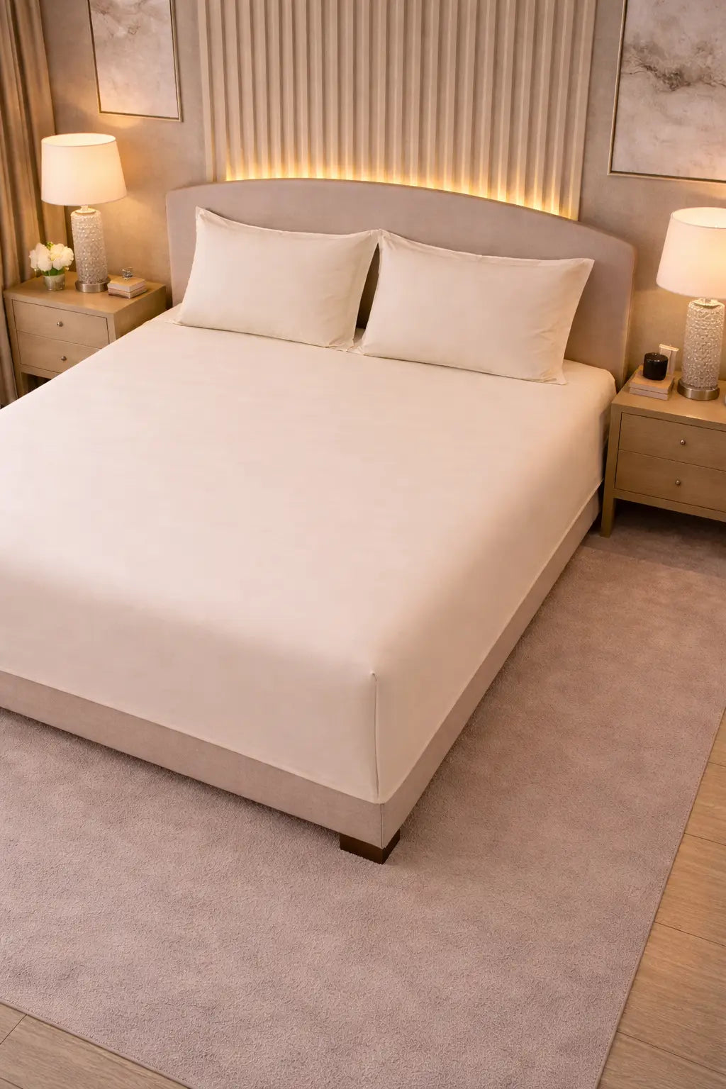 Giza Cotton Super King Sateen Bedsheet Set with 2 Pillow Covers – Ultra-Soft & Hotel-Quality Feel
