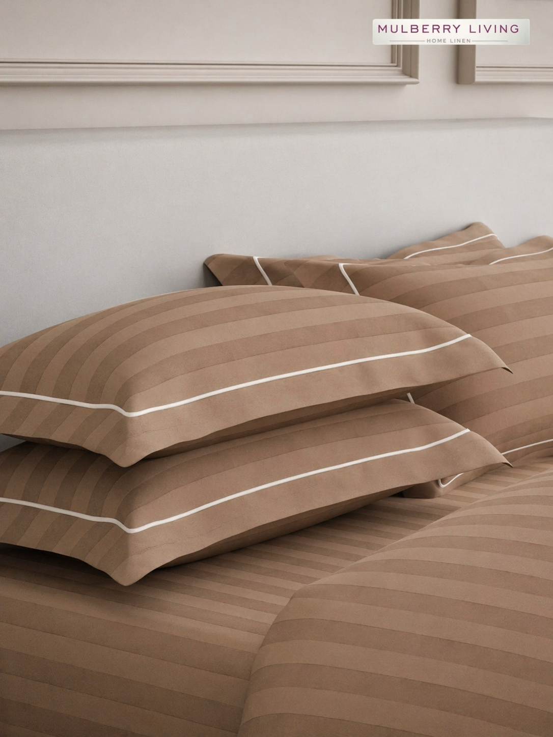 Luxury Hotel-Style Sateen Bedsheet Set – Classic 2 Inch Stripes with 2 Pillow Covers
