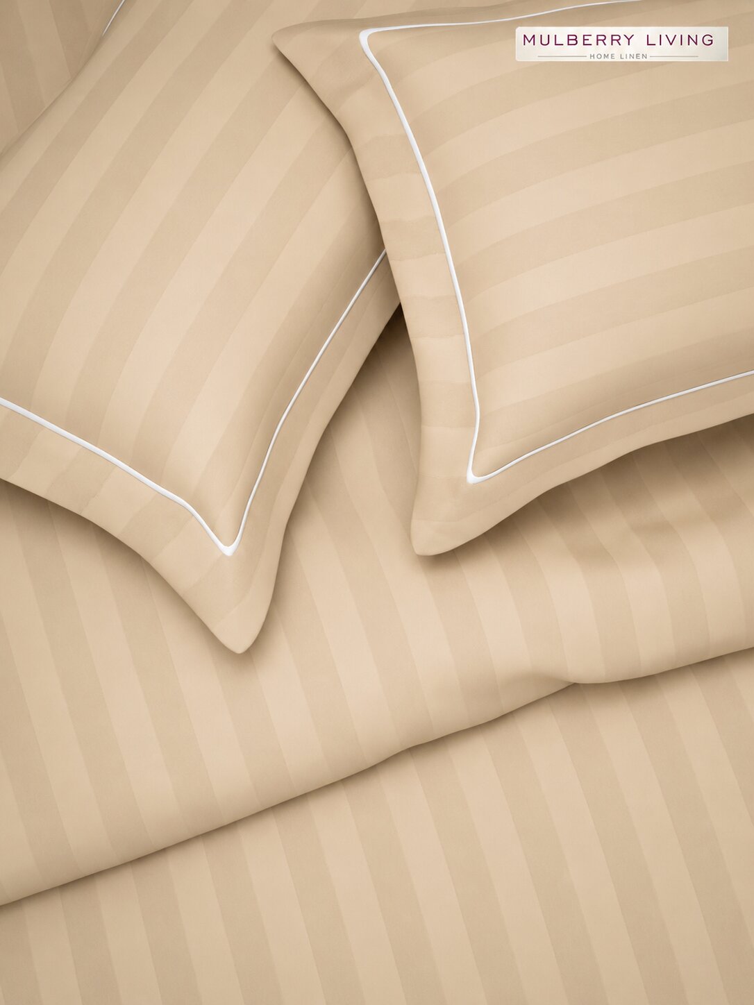 luxury Hotel-Style 100% Cotton 300 TC Elysian Stripes Fitted Bedsheet Set with 2 Pillow Covers