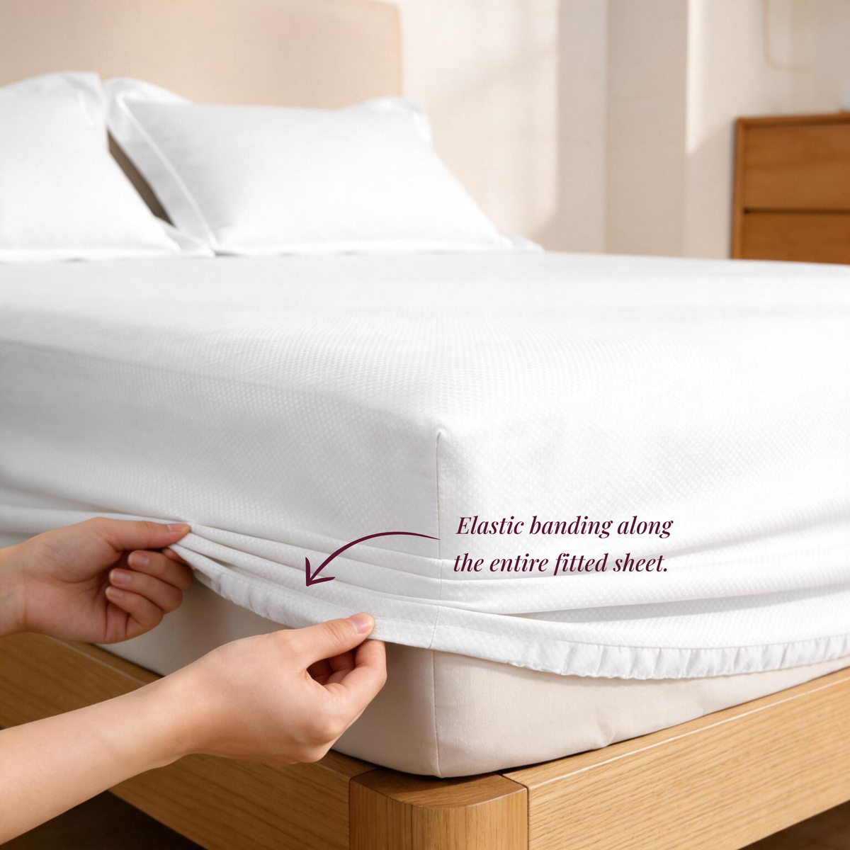 Micro  Checkered Super King Sateen Elastic Fitted Bedsheet Set with 2 Pillow Covers – Soft & Breathable