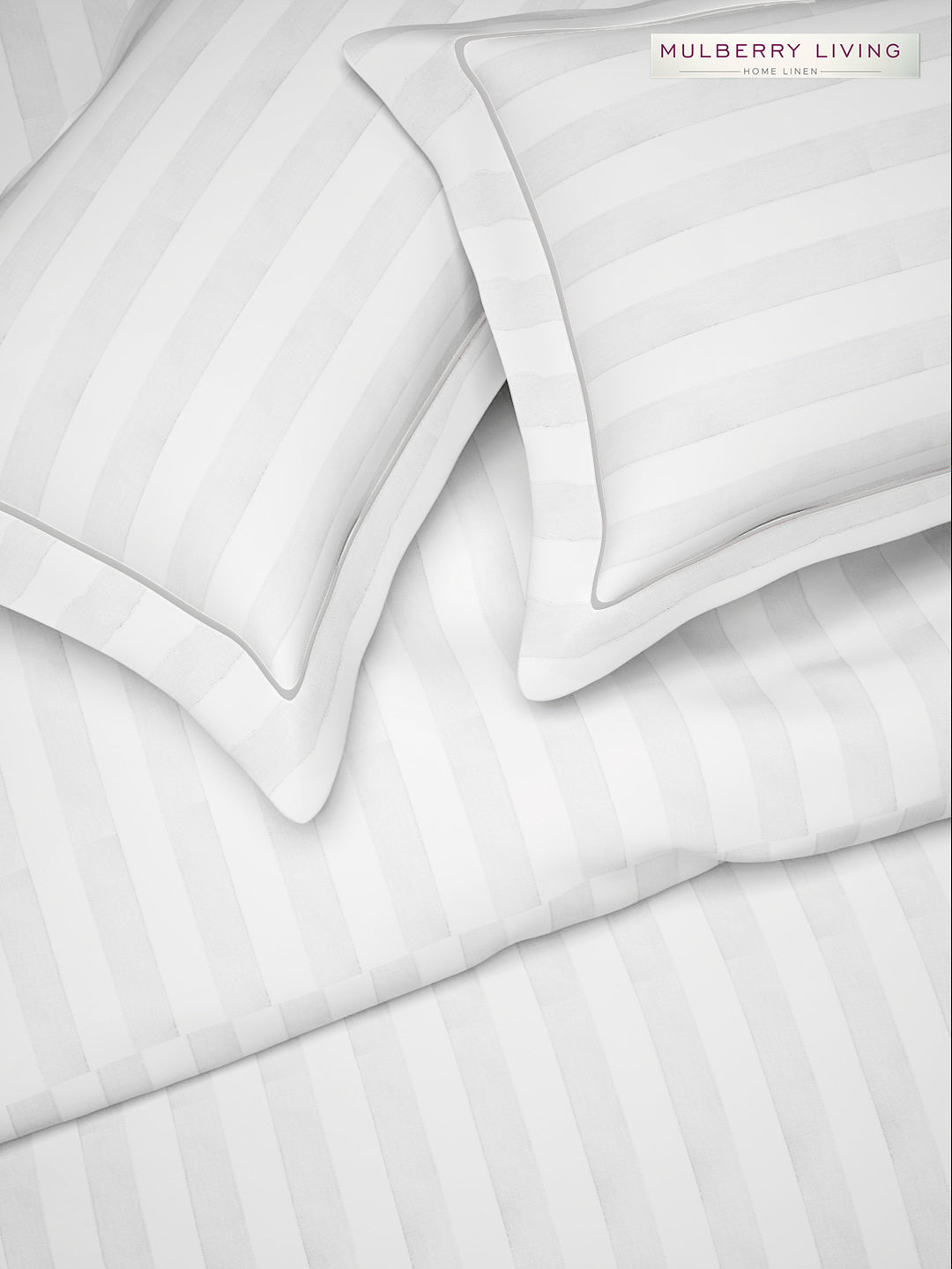 luxury Hotel-Style 100% Cotton 300 TC Elysian Stripes Fitted Bedsheet Set with 2 Pillow Covers