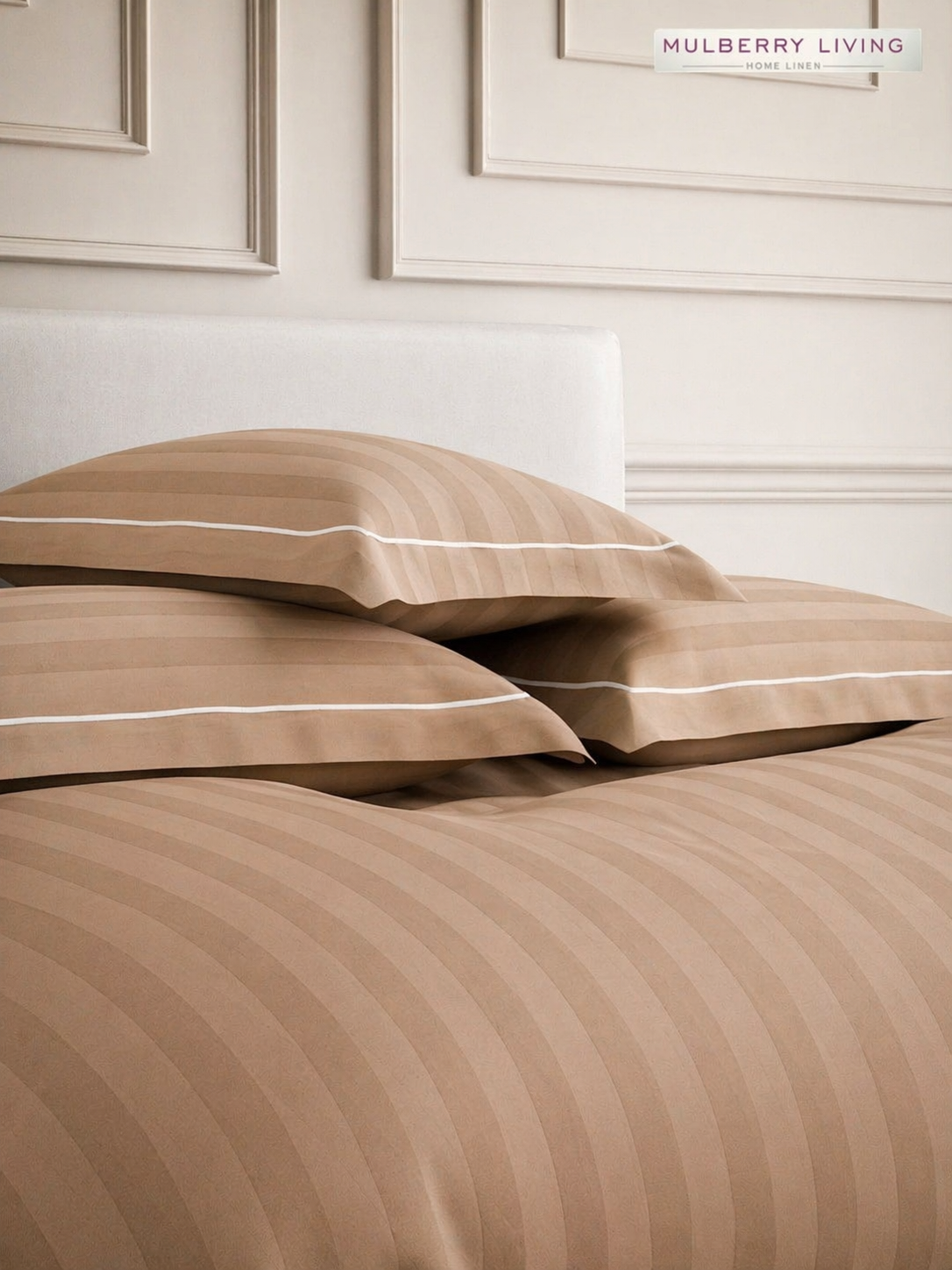 Luxury Hotel-Style Sateen Bedsheet Set – Classic 2 Inch Stripes with 2 Pillow Covers