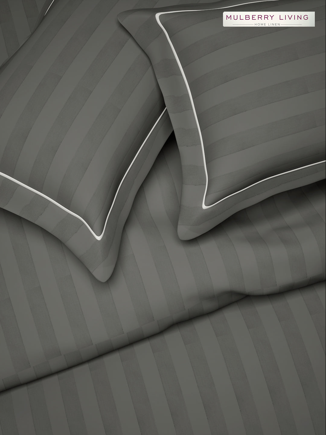 luxury Hotel-Style 100% Cotton 300 TC Elysian Stripes Fitted Bedsheet Set with 2 Pillow Covers