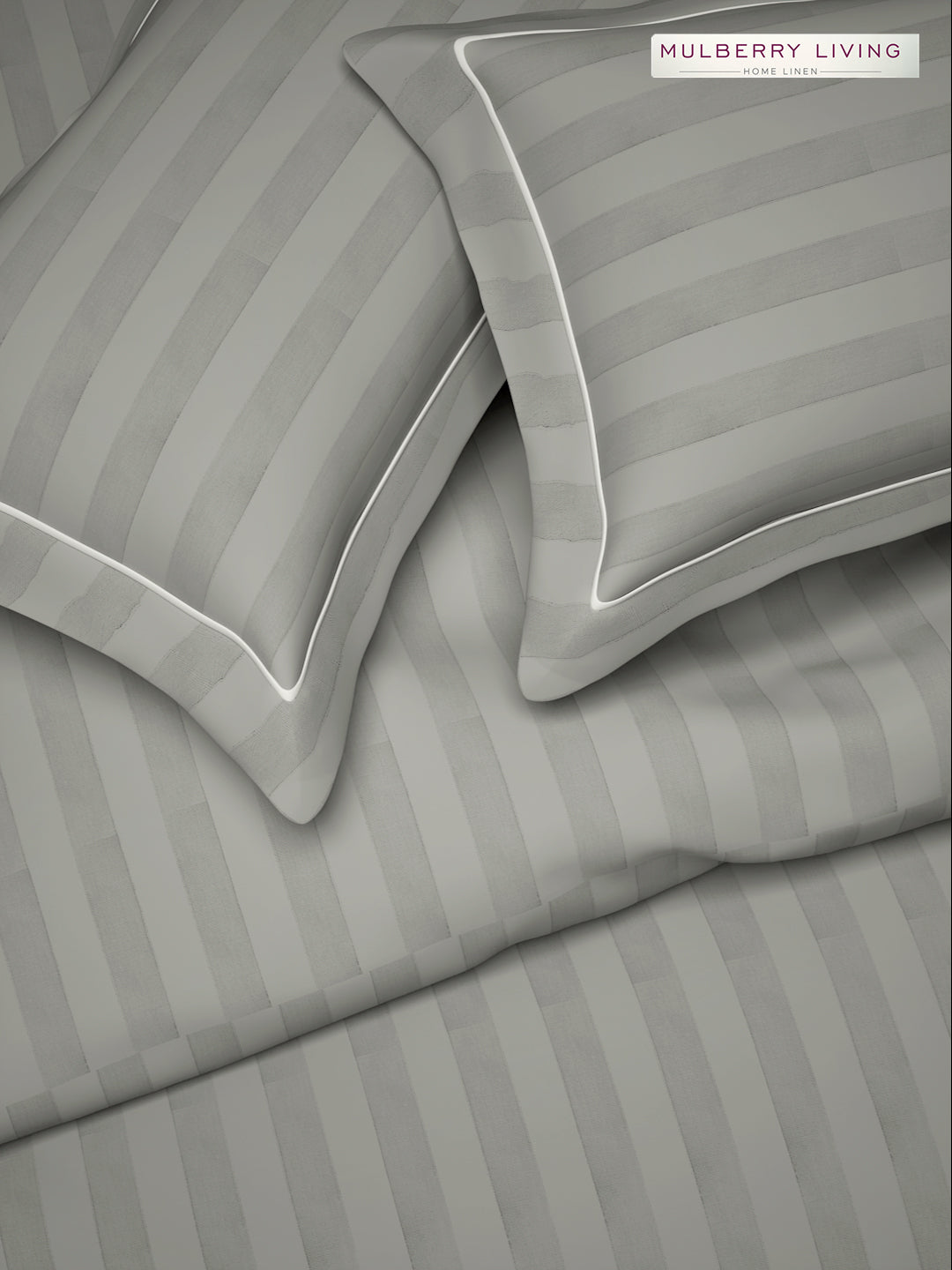 luxury Hotel-Style 100% Cotton 300 TC Elysian Stripes Fitted Bedsheet Set with 2 Pillow Covers