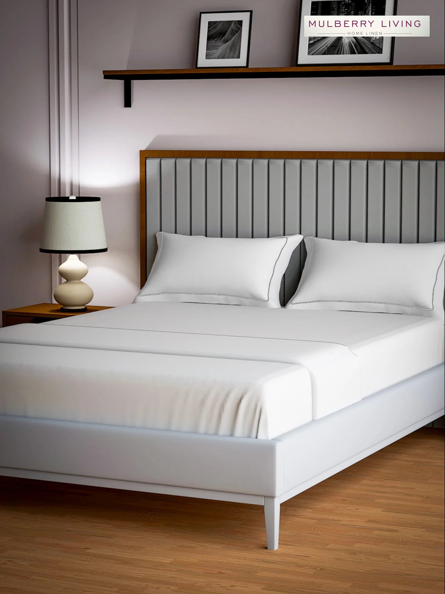 Serenity Solids 100% Cotton Sateen Weave Bedsheet Set with 2 Pillow Covers, 250TC