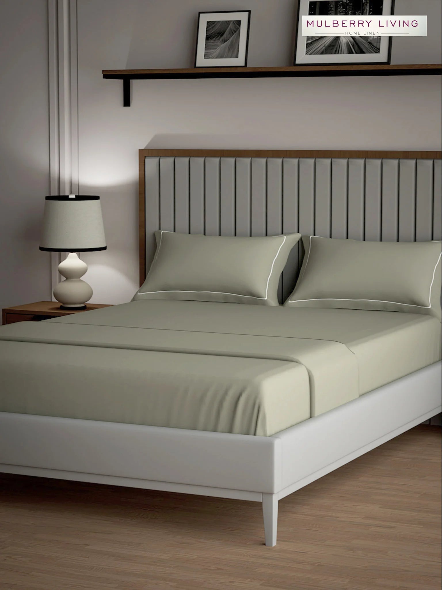 Serenity Solids 100% Cotton Sateen Weave Bedsheet Set with 2 Pillow Covers, 250TC