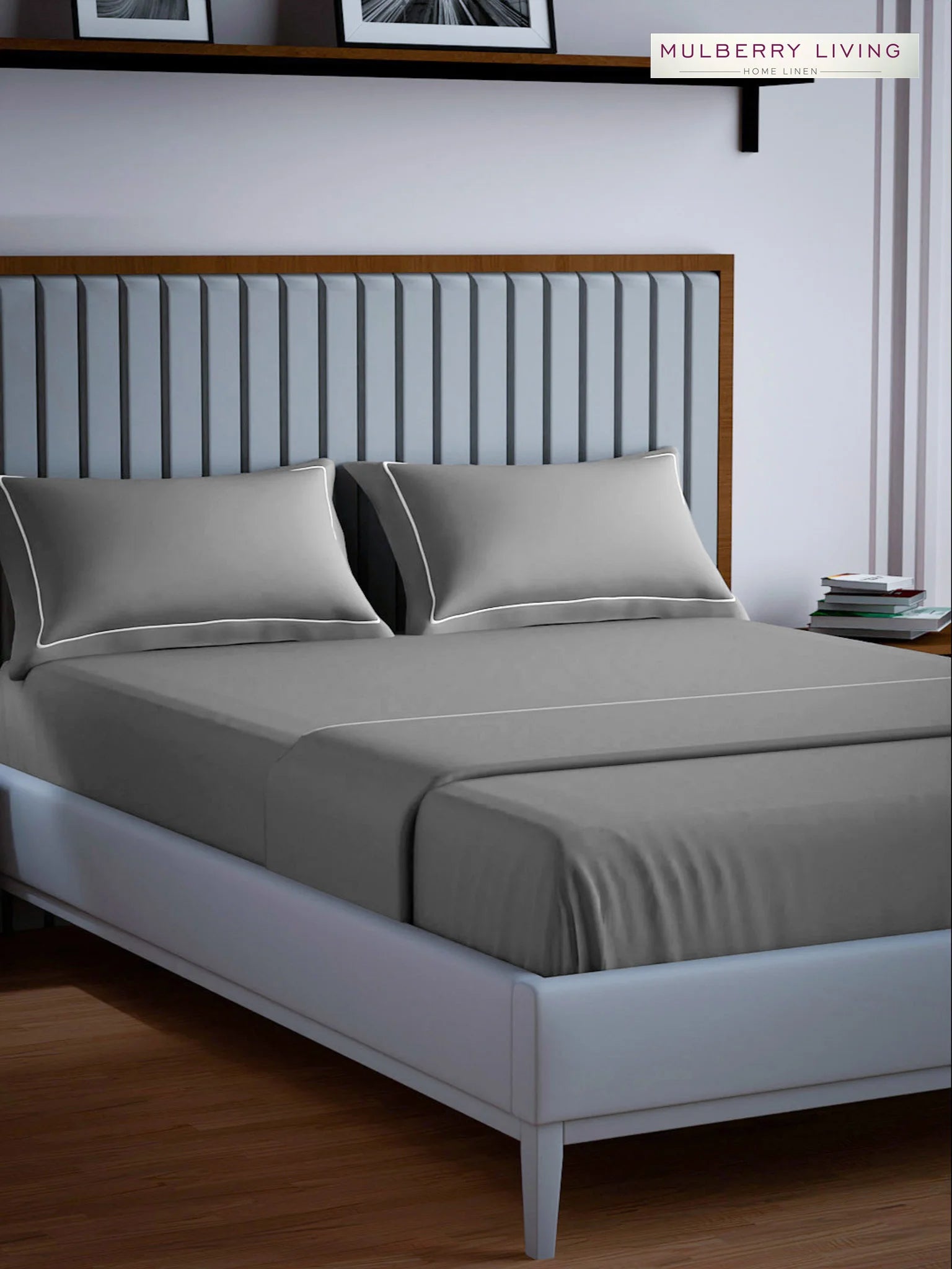 Serenity Solids 100% Cotton Sateen Weave Bedsheet Set with 2 Pillow Covers, 250TC