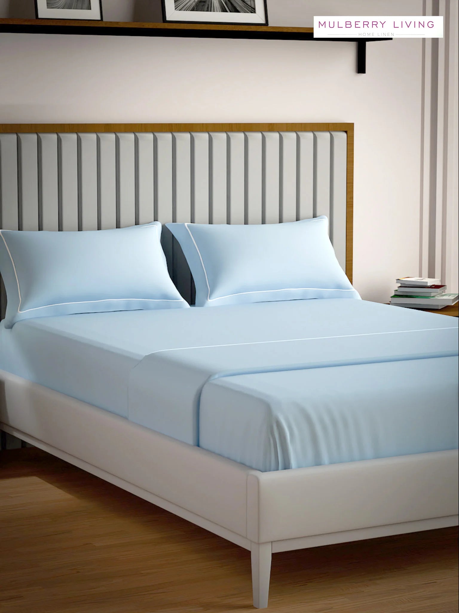 Serenity Solids 100% Cotton Sateen Weave Bedsheet Set with 2 Pillow Covers, 250TC