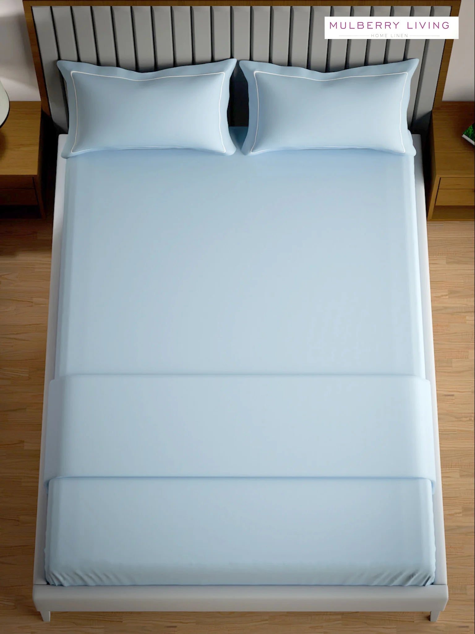 Serenity Solids 100% Cotton Sateen Weave Bedsheet Set with 2 Pillow Covers, 250TC