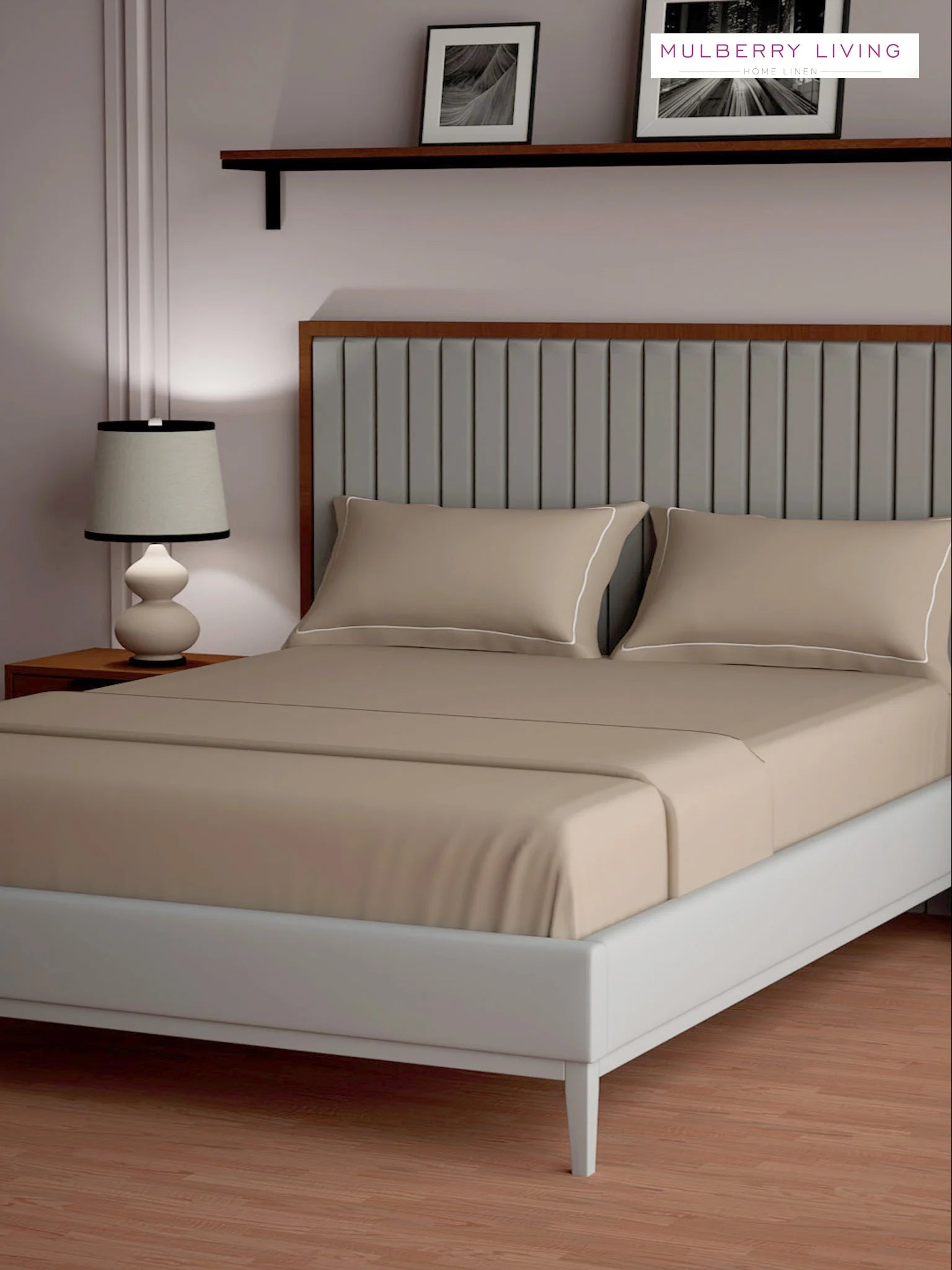 Serenity Solids 100% Cotton Sateen Weave Bedsheet Set with 2 Pillow Covers, 250TC