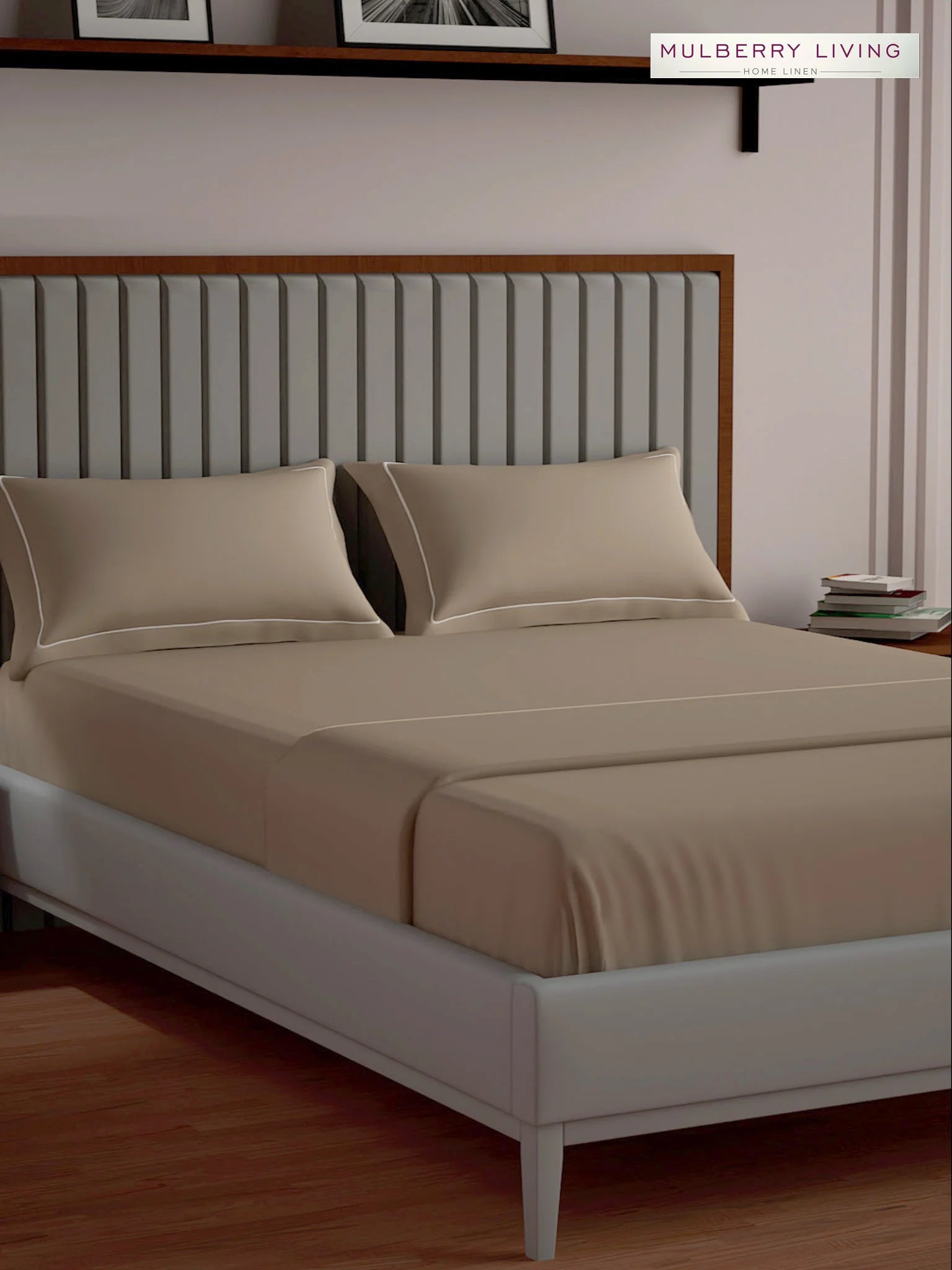 Serenity Solids 100% Cotton Sateen Weave Bedsheet Set with 2 Pillow Covers, 250TC