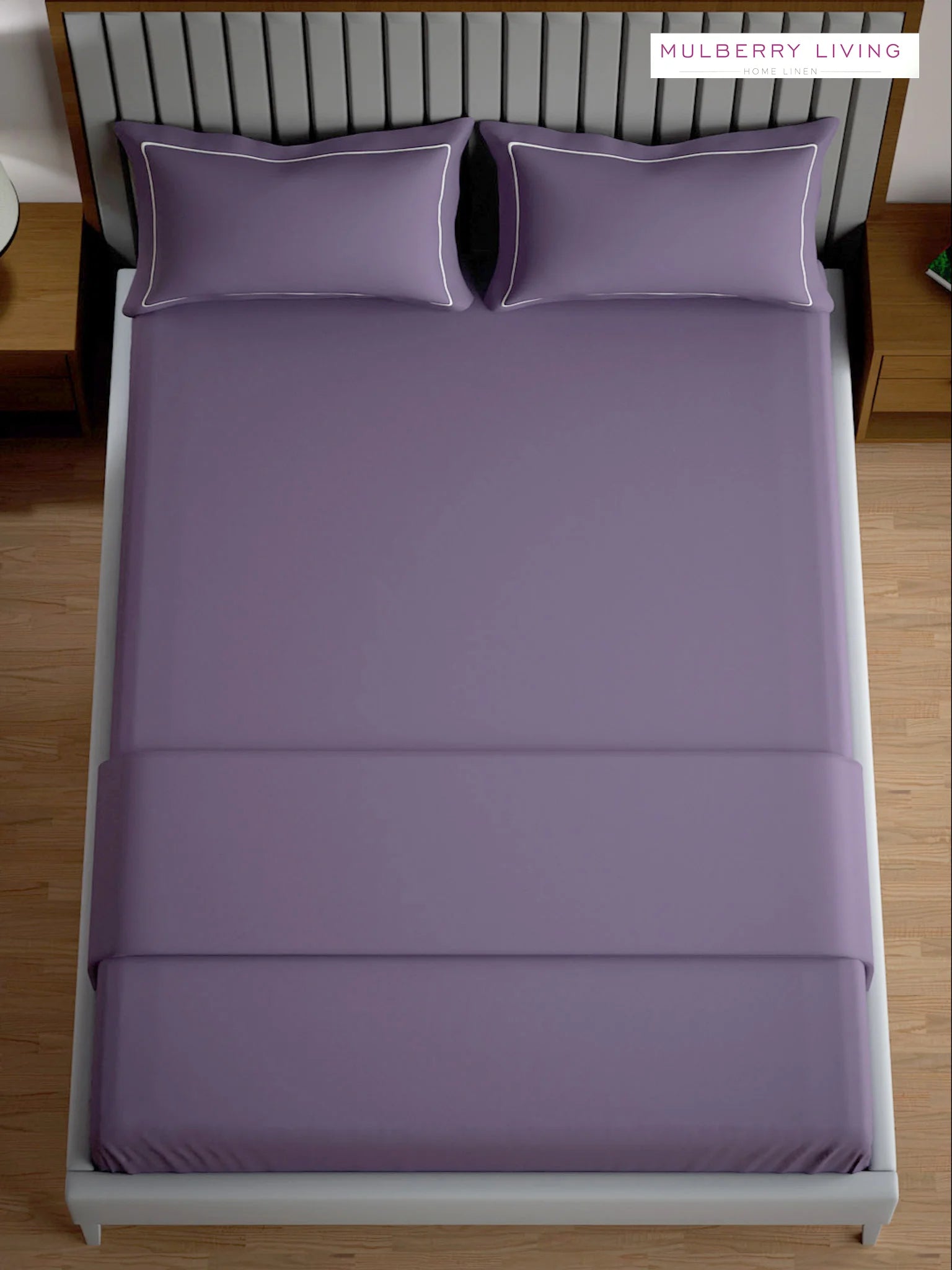 Serenity Solids 100% Cotton Sateen Weave Bedsheet Set with 2 Pillow Covers, 250TC